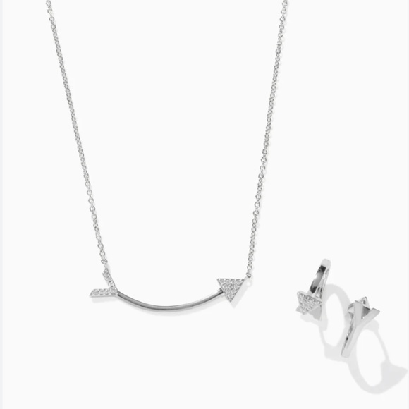 NWOT Stella & Dot MBxSD Doubletake On the Mark Huggie and Necklace set - silver - Picture 1 of 4